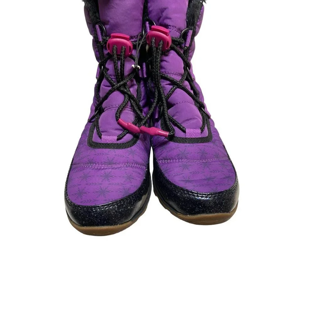 NWOT Sorel x Disney Frozen Snow Purple Black Boots-sz Big Kid 5